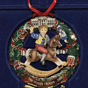 Official White House Historical Association Christmas Ornaments 2003 Moving Rocking Horse