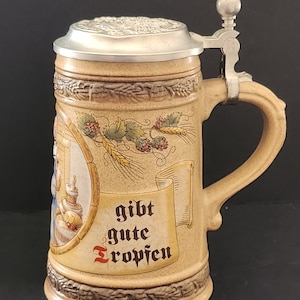 Vintage Gerz Lidded German Friar Brewer Stein/German Beer Mug