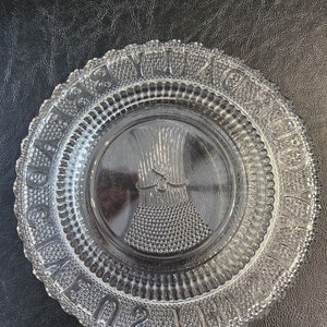 Antique EAPG &quot; Give Us This Day Our Daily Bread&quot; Plate Pattern Glass 10&quot; Round