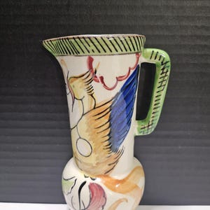 Bird of Paradise Wall Pocket Pitcher Shaped Hand Painted Ceramic Vintage Japan