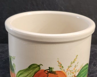 Boseville Pottery Ohio Crock Hand Painted With Pumpkins and Gourds Fall Decor