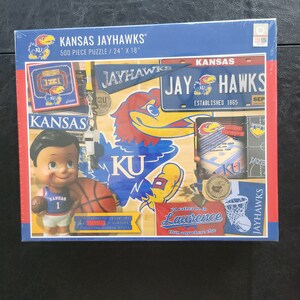 Kansas Jayhawks Retro Series Brand New 24&quot; X 18&quot; 500 Piece Puzzle. You The Fan