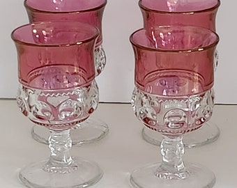 Set of 4 Vintage Tiffin Franciscan King&#39;s Crown-Flash Water Goblets