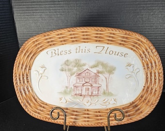 Amscan Inc Ceramic "Bless This House" Rectangular Serving Platter
