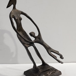 Modernist Bronze Mother Swinging Child Sculpture Figurine Contemporary  Excellent Condition
