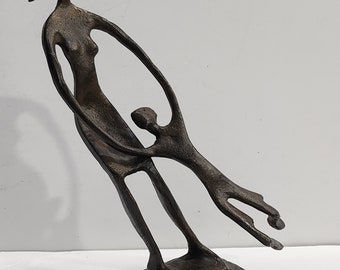 Modernist Bronze Mother Swinging Child Sculpture Figurine Contemporary  Excellent Condition