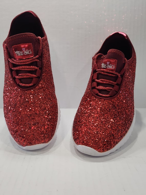 Red Glitter Sneakers by Southern Fried Chicks Size