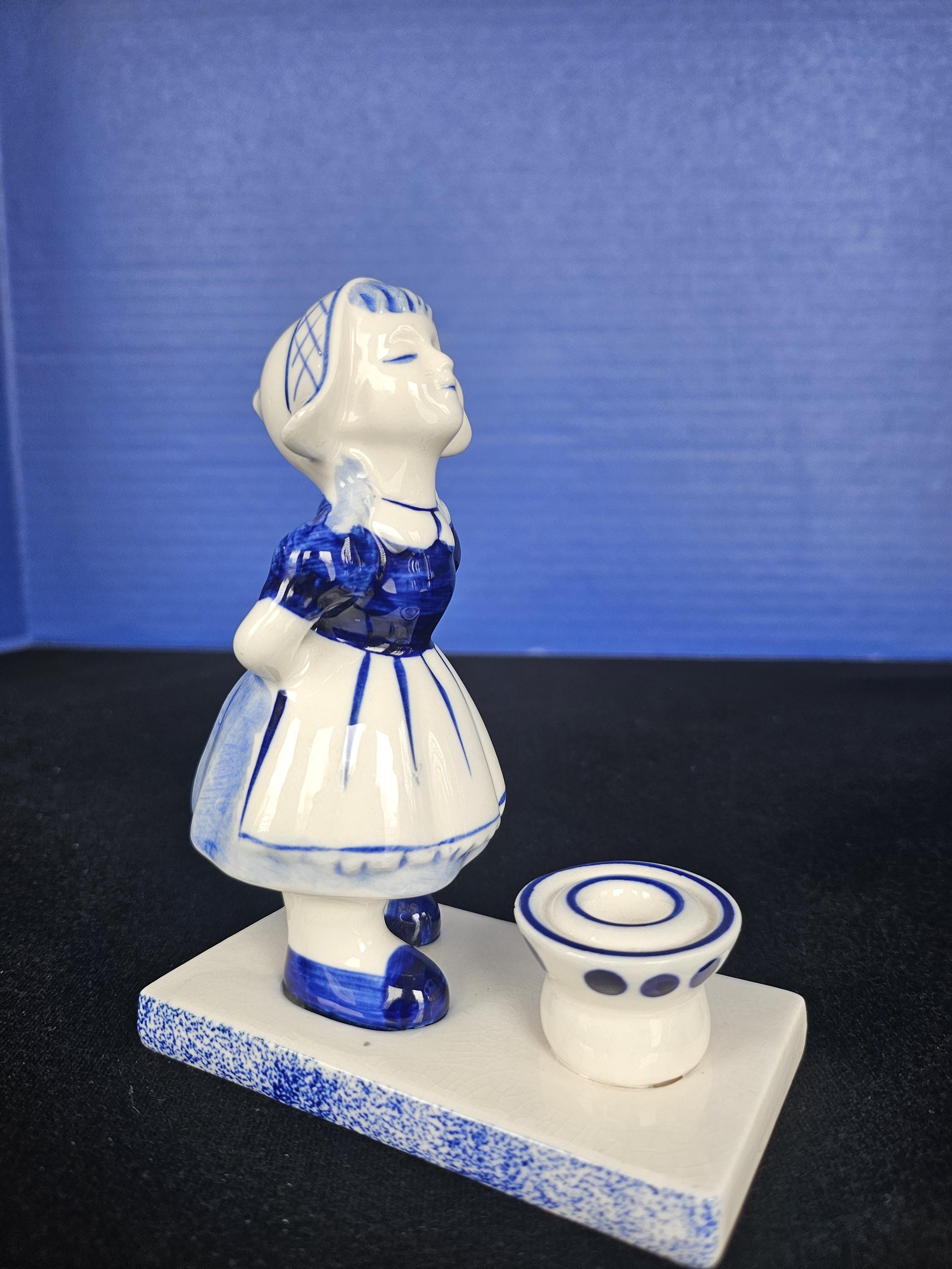 1970s Vintage Delft Blue and White Little Dutch Girl Figurine and ...