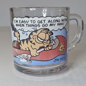 Vintage 1978 McDonald&#39;s Garfield, The Cat Glass Mug/Cup by Jim Davis Anchor Hocking