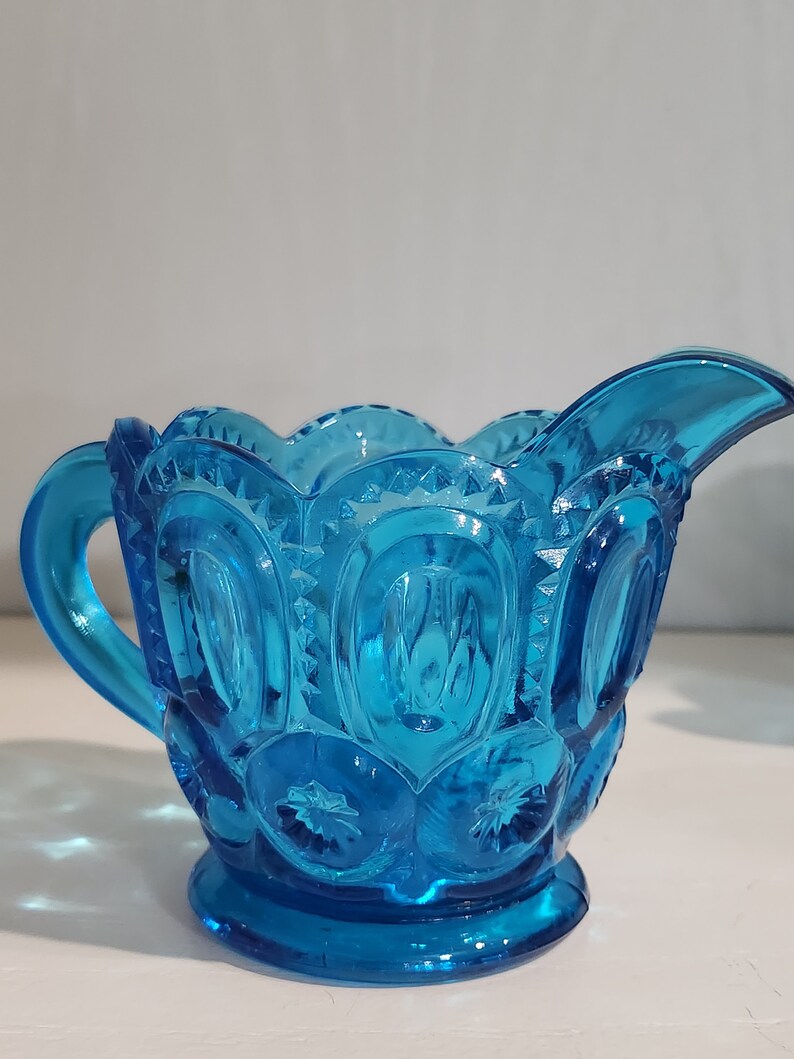 Vintage LE Smith Moon and Stars Blue Creamer and Sugar Set Etsy