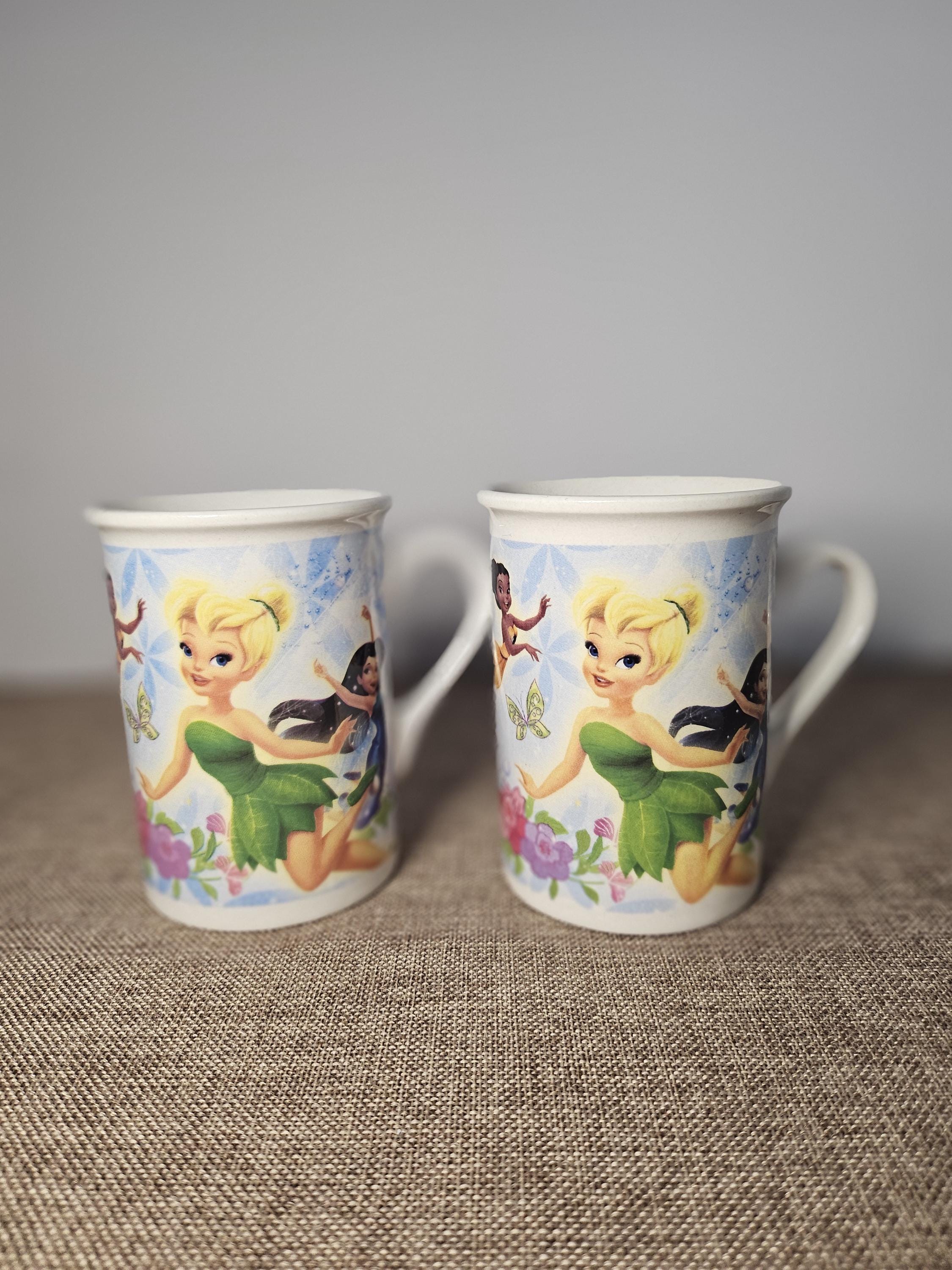 Disney Tinkerbell Mugs Set of 2 With Fairies Fawn Iridessa Rosetta, Silvermist, 4"