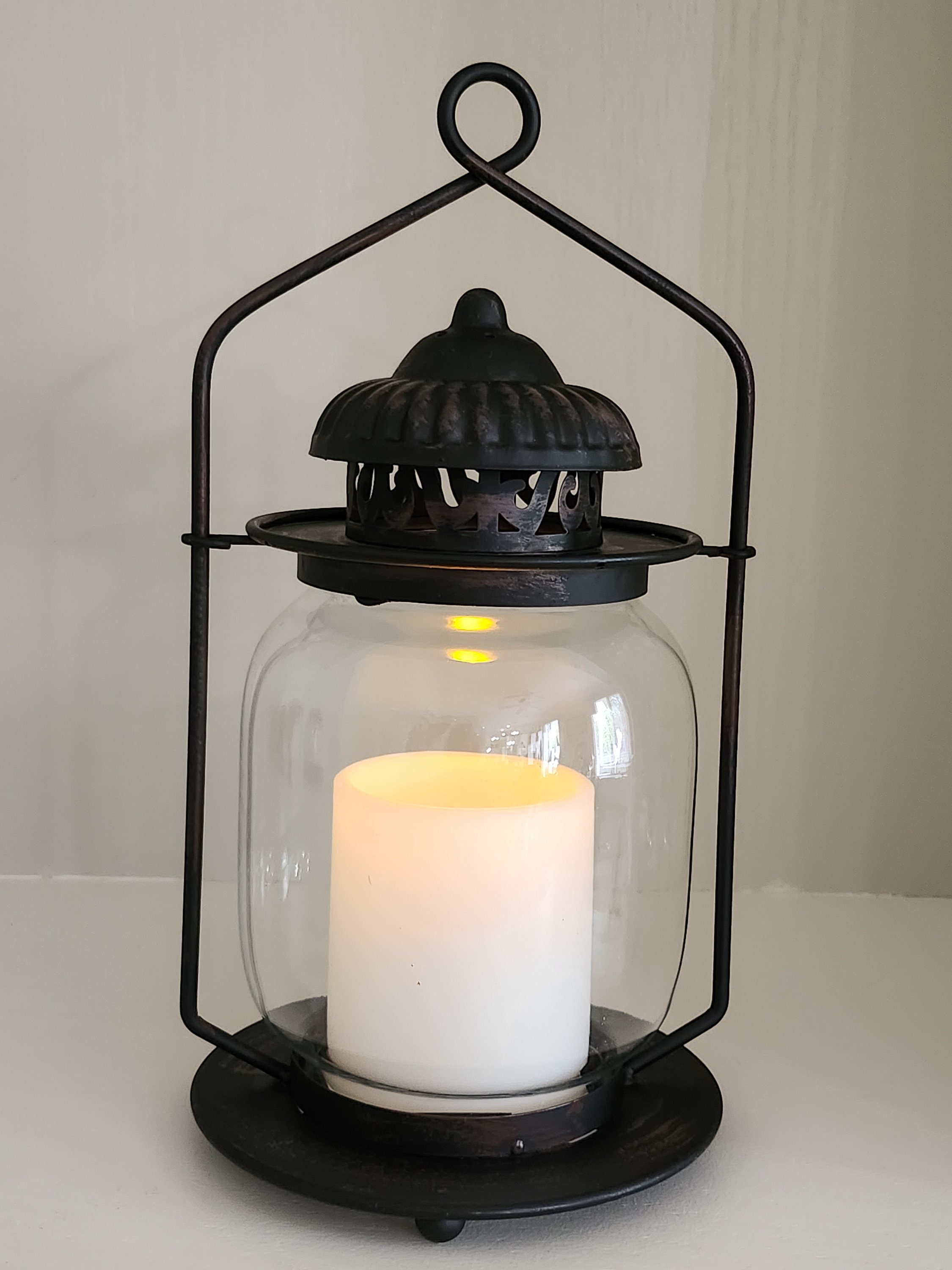 LampLust Indoor Outdoor Lanterns Decorative Lantern Set of 2, 8 Inch  Battery Operated Candle Lantern, Black Metal with No Glass, Flameless LED  Outdoor