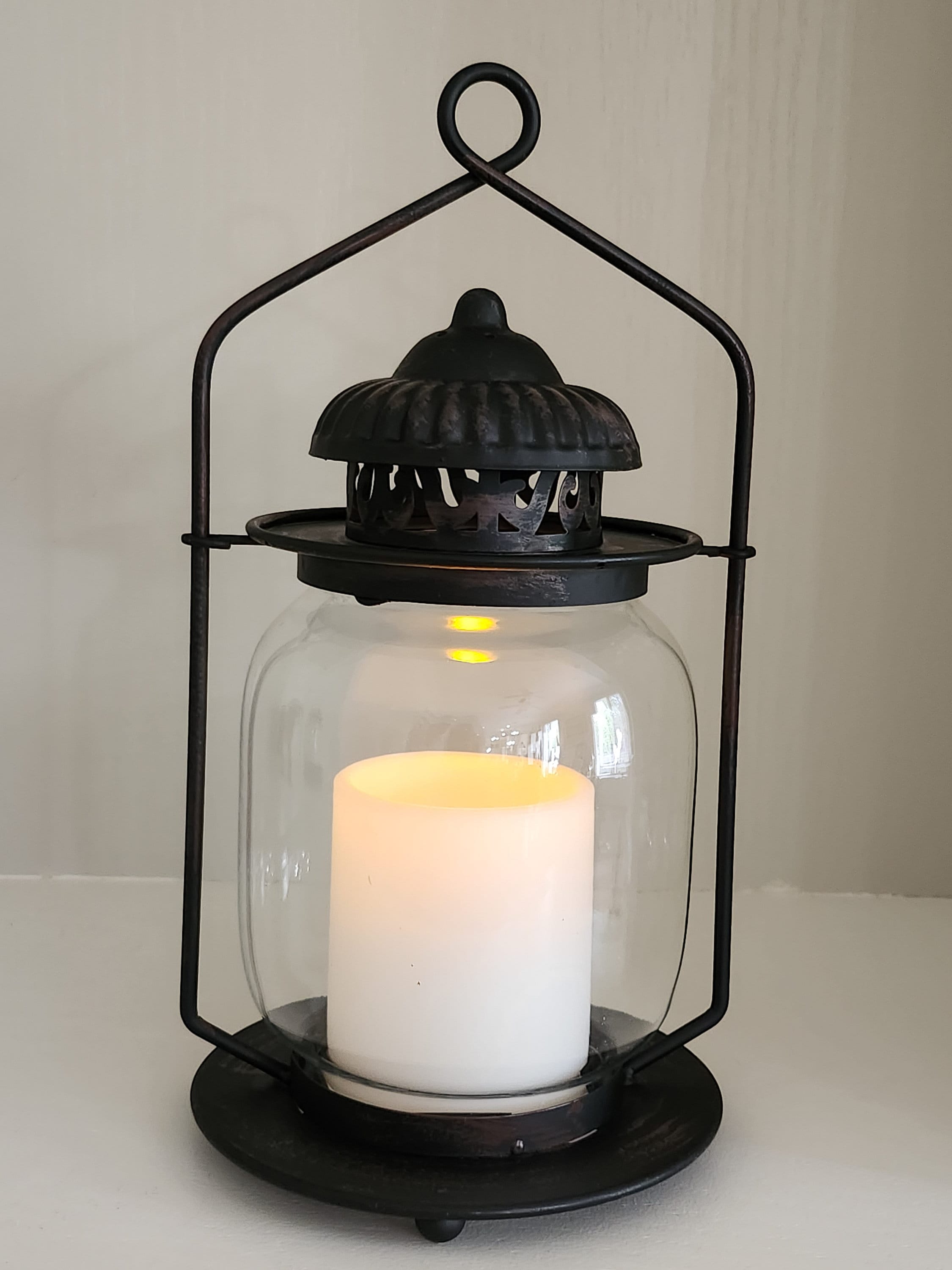 Metal and Glass With Flameless Candle Lantern - Etsy