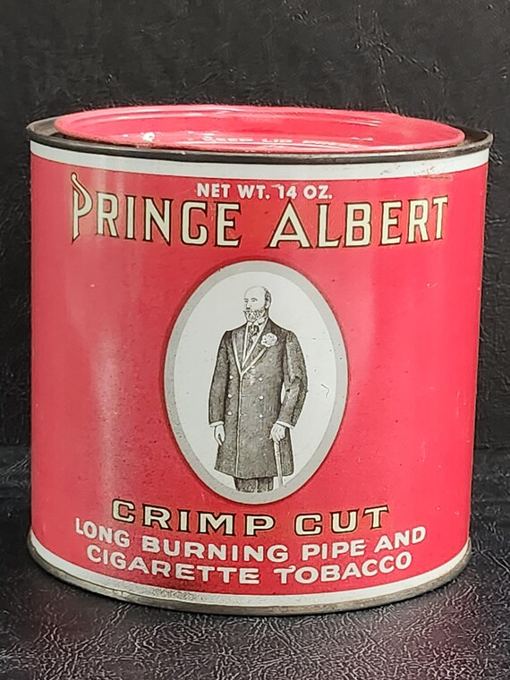 old prince albert tobacco tin value Rare Vintage Red Prince Albert Tobacco Tin 14 Ounce Tobacco Can Round