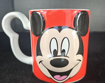Vintage Disney Mickey Mouse Monogram 3D Mickey Ear Handle Coffee Cup Mug
