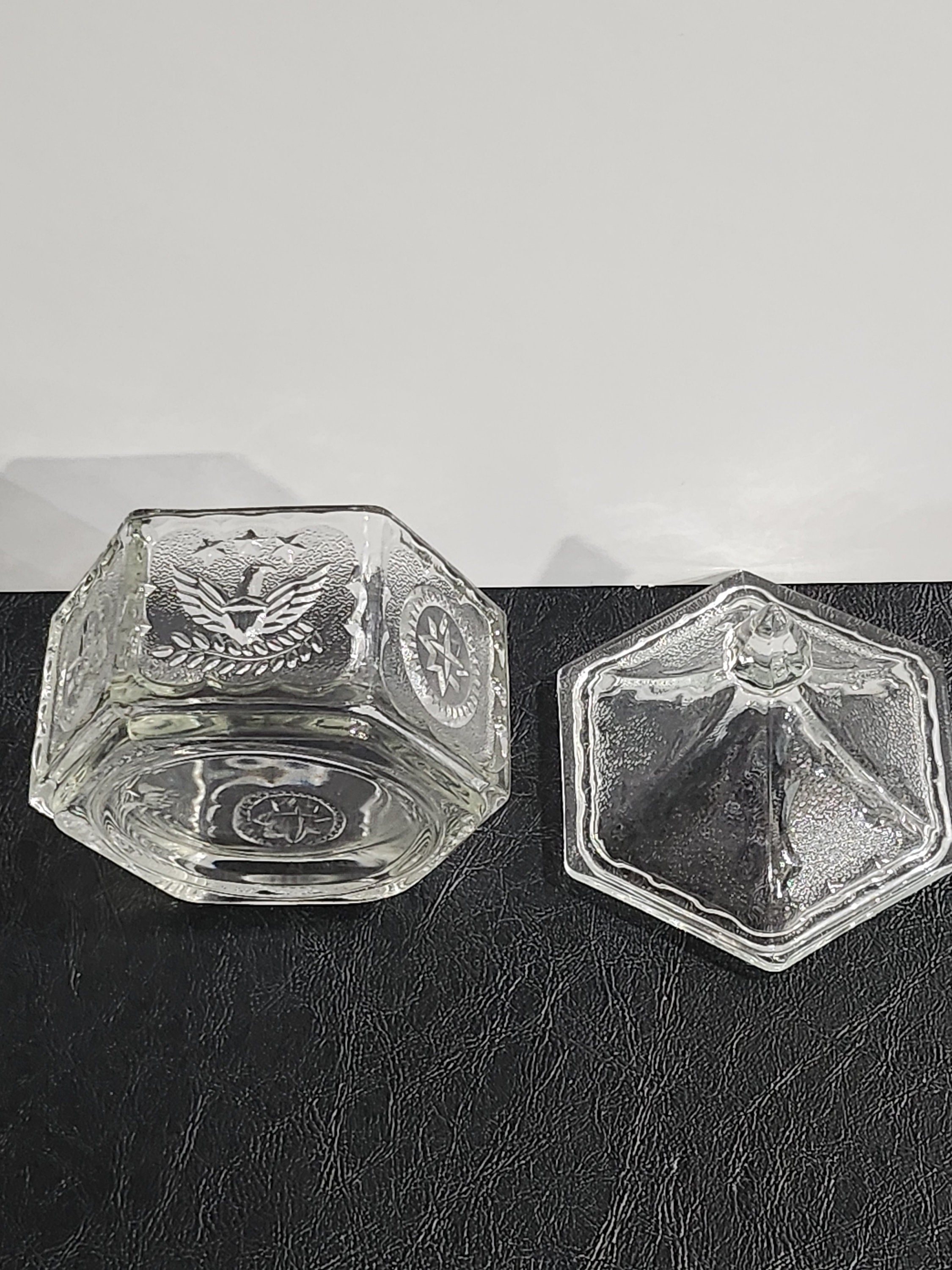 Indiana Glass Tiara Exclusive Eagles and Stars Vintage Covered