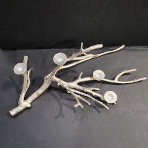Unique Silver Tree Branch Candelabra 4 Candle Holders 23 Inches Long
