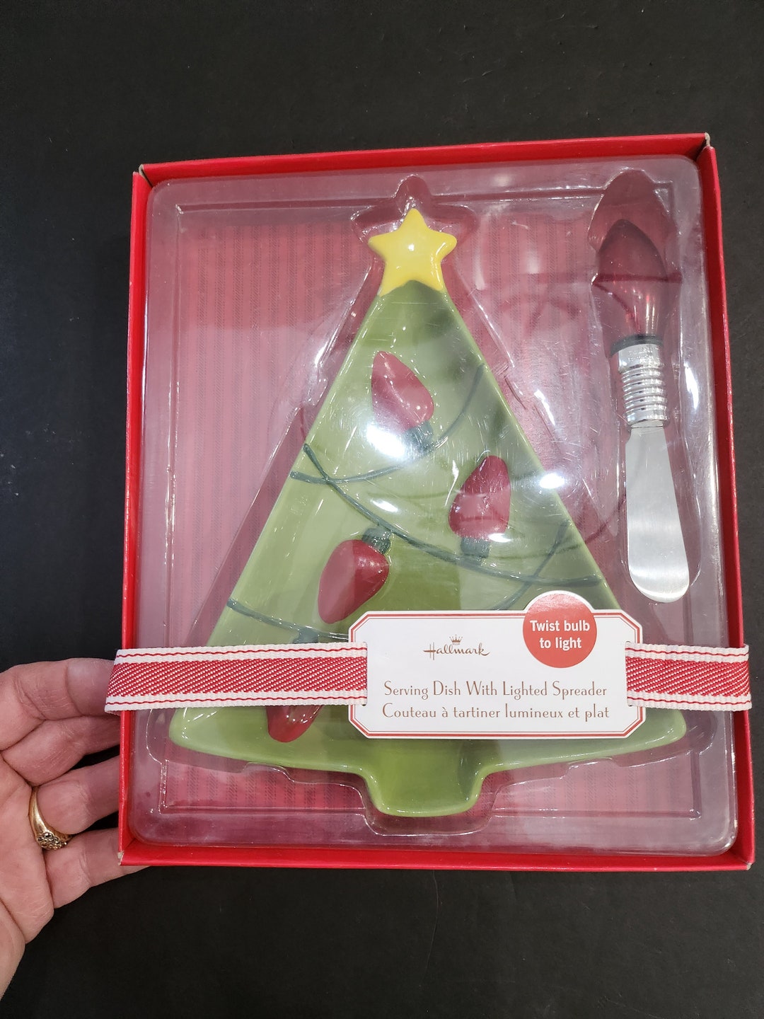 Hallmark Christmas Tree With Bulbs Dish and Real Christmas Bulb Light