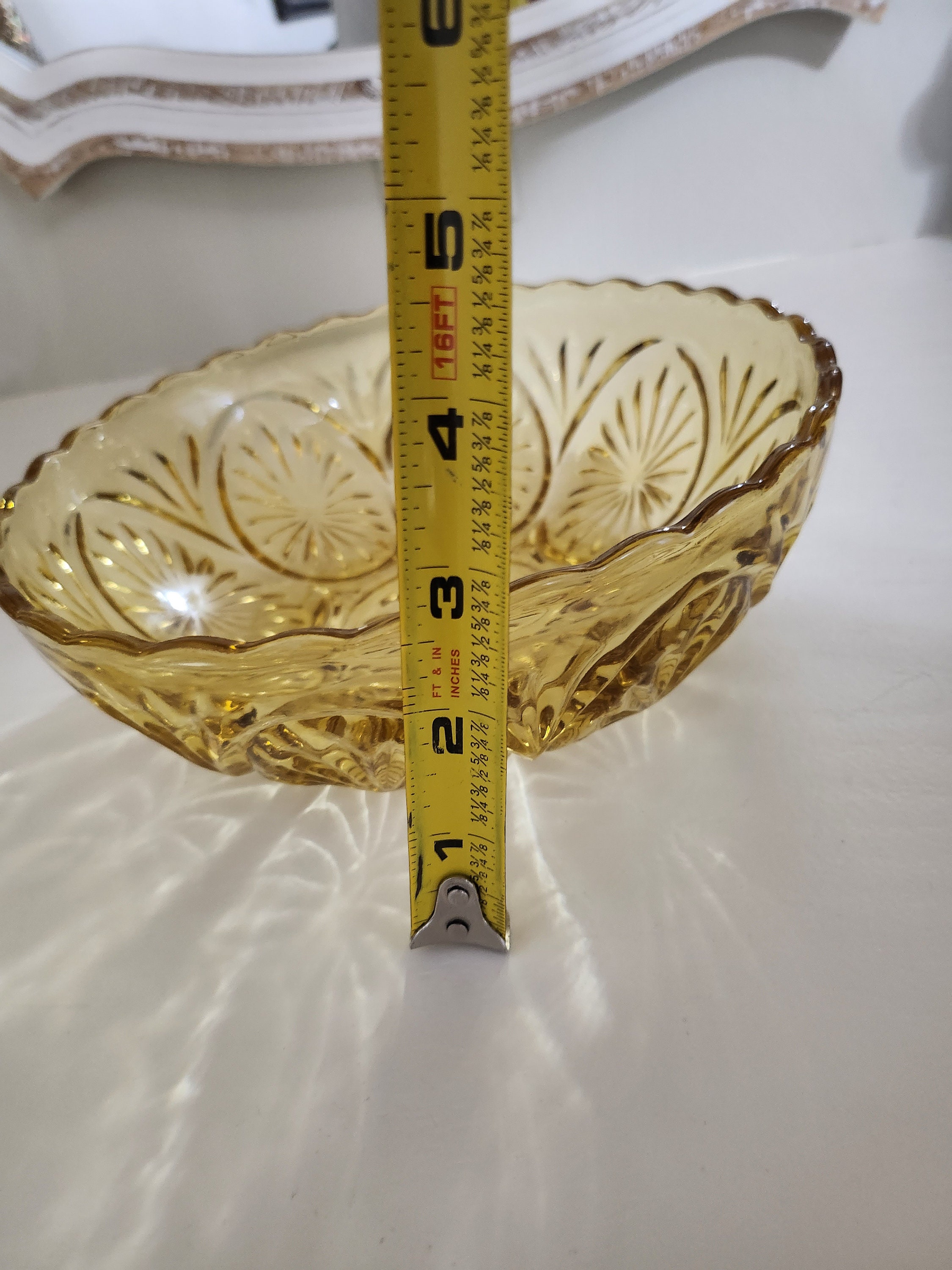 Vintage Anchor Hocking Yellow Glass Star and Cameo Bowl Etsy