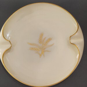 Vintage Lenox Harvest Wheat Pattern Ashtray Off White With Gold Trim Ivory Round