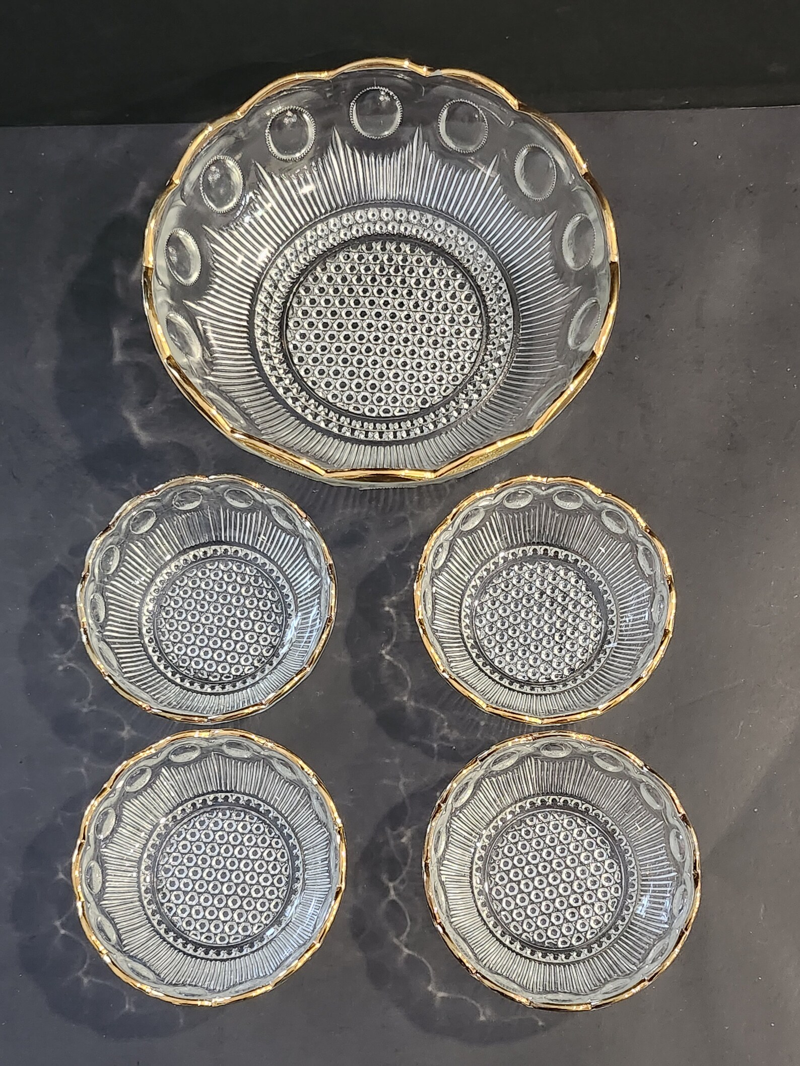 Set of 5 Vintage Bartlett and Collins St Genevieve Manhattan Pattern ...