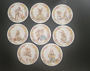 LOYIM 8 Piece Easter Plates Bunny Dishes 10" Melamine Easter Dinnerware