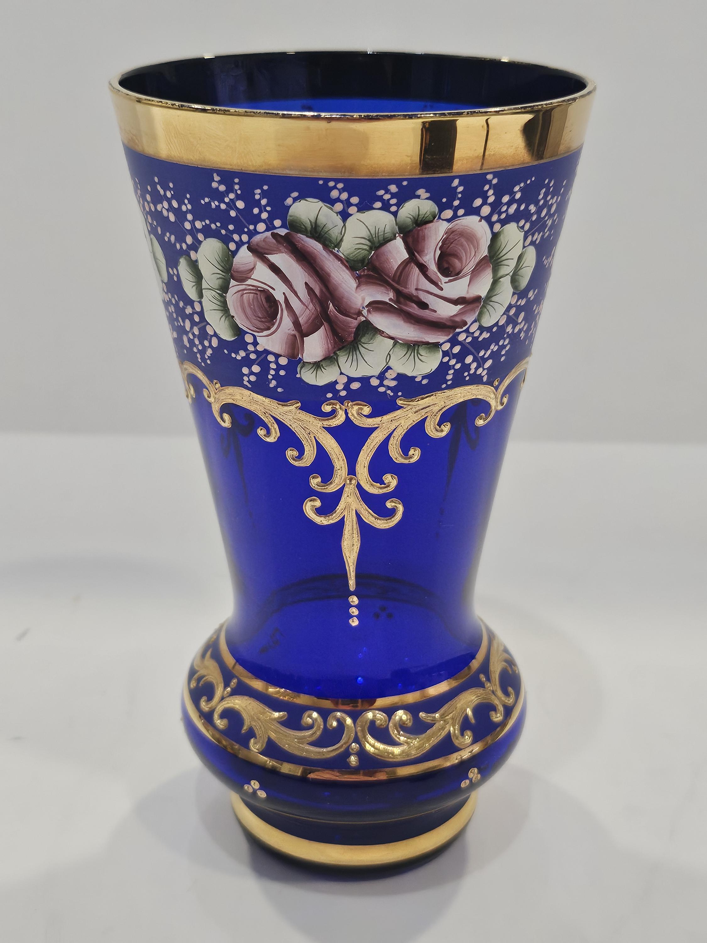 Czech Blue Glass Vase - Etsy