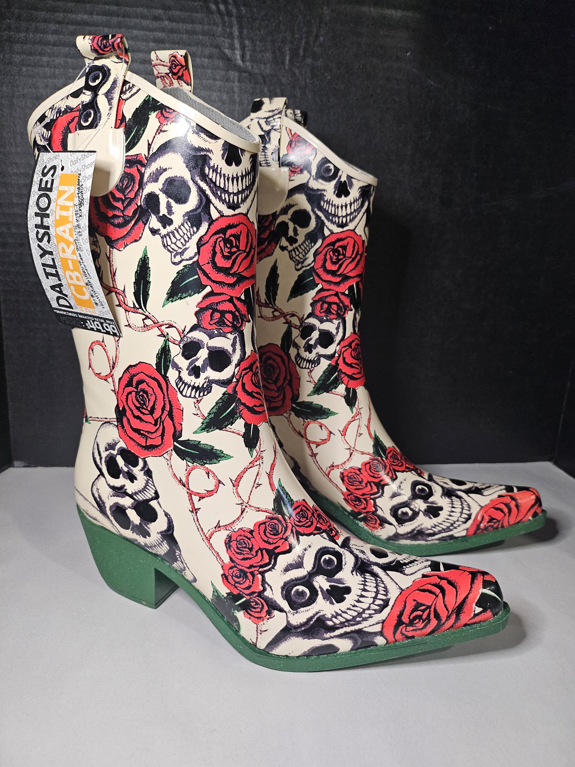 Skull rain boots women's new arrivals
