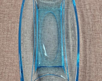 Pretty Hazel Atlas Capri Blue Rectangle Retro Glass Dish