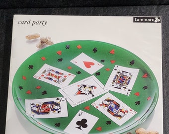 Vintage Luminarc Playing Card Glass Tray: Poker Serving Plate, NIB