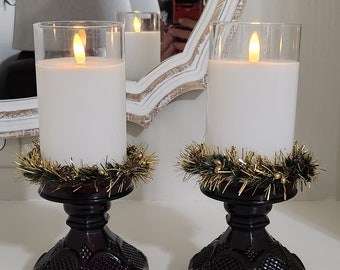 Vintage Ruby Red Avon Cape Cod Candle Holder Set of 2
