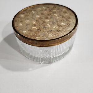 Art Deco Powder Makeup Jar Satin Lid