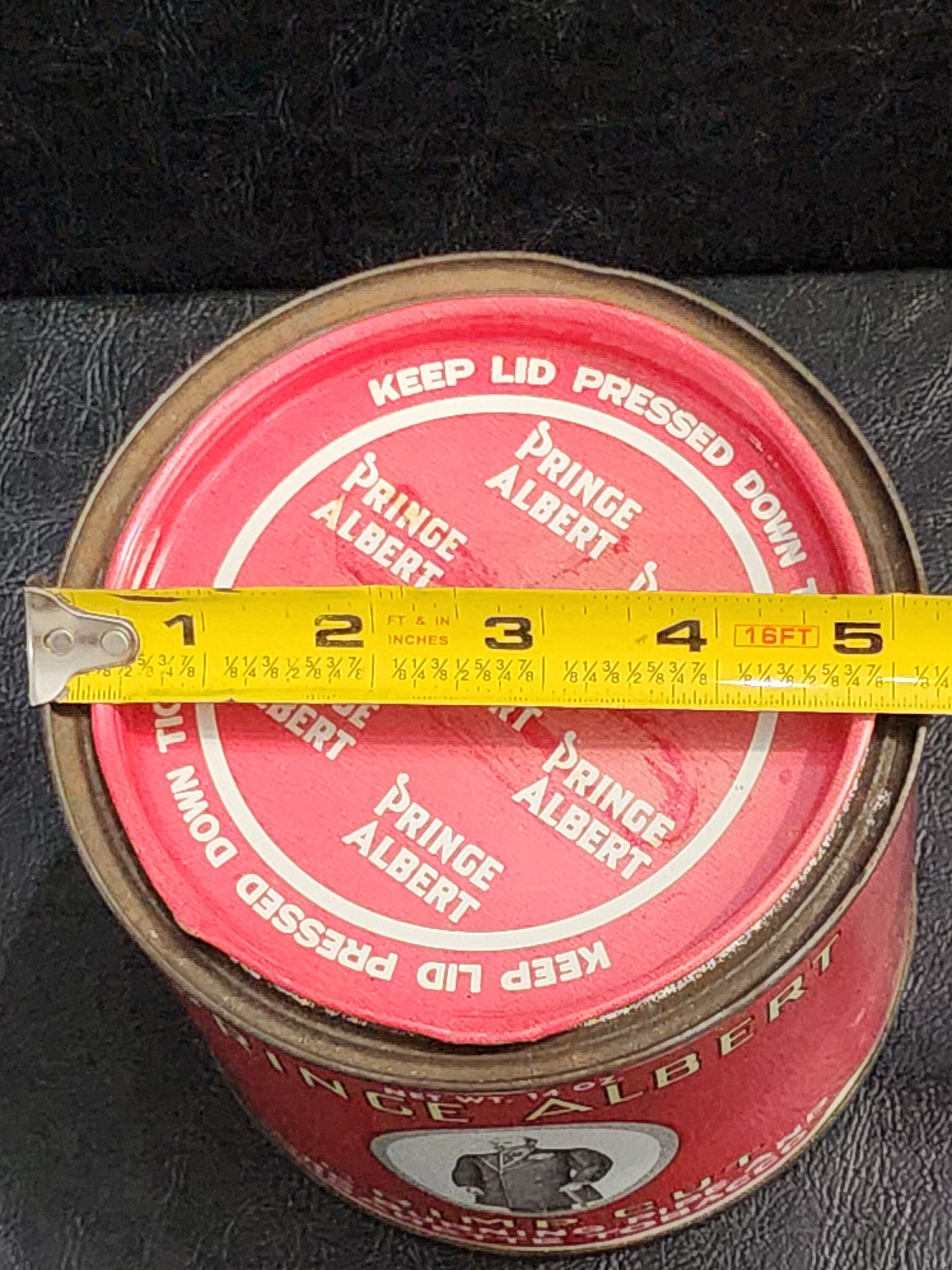 Rare Vintage Red Prince Albert Tobacco Tin 14 Ounce Tobacco Can Round
