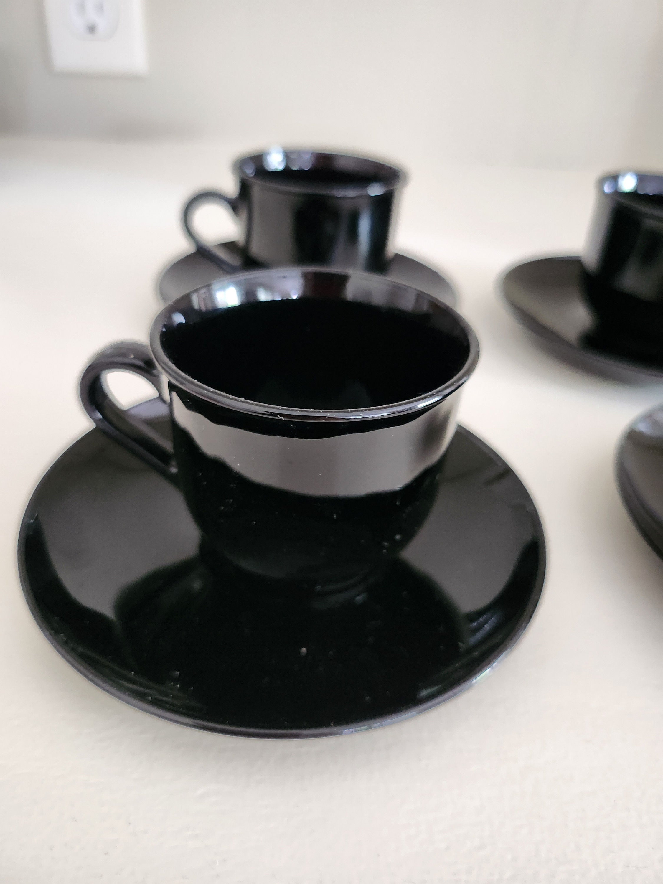 Service à café Arcoroc noir collection Esso