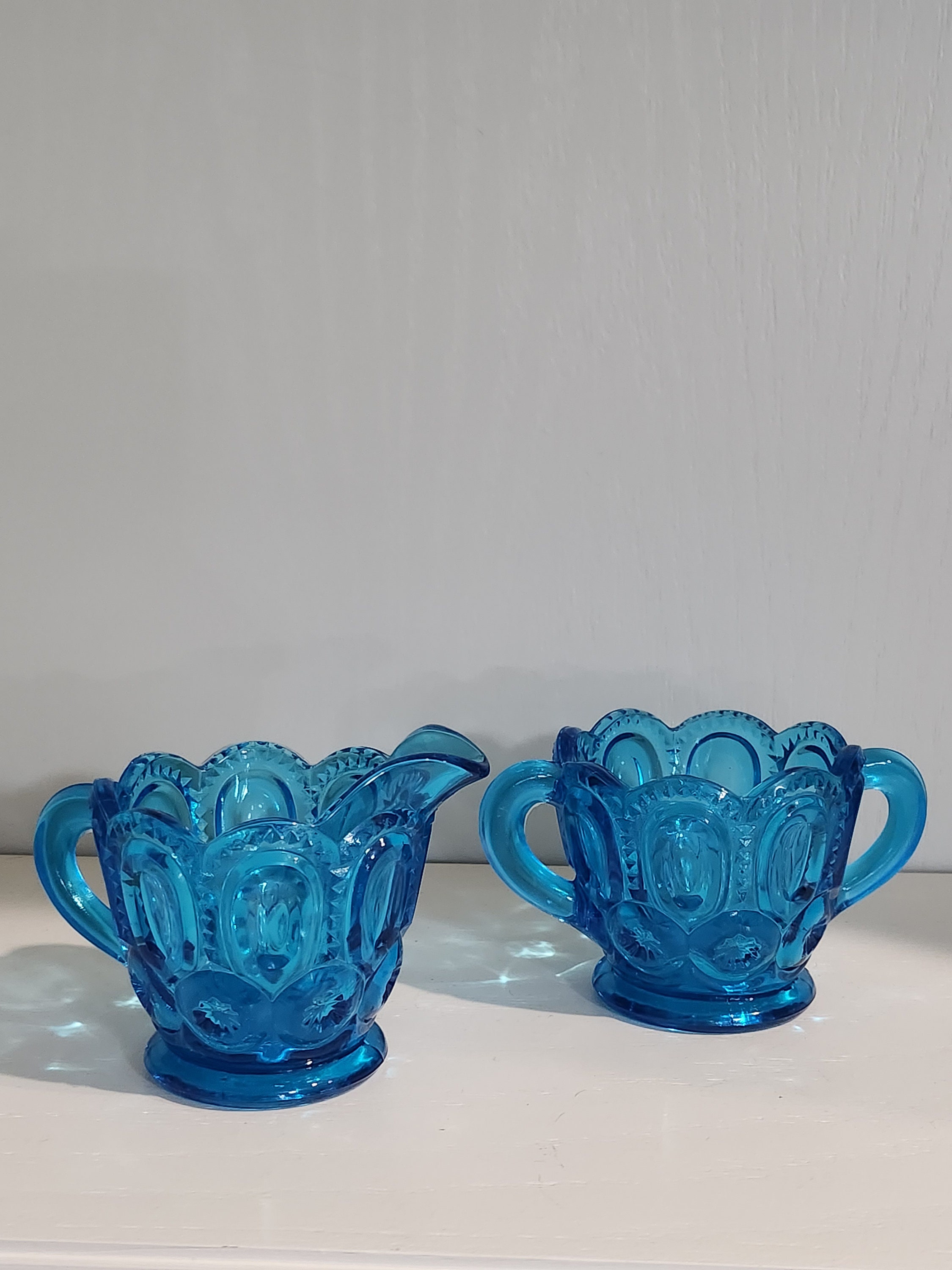 Vintage LE Smith Moon and Stars Blue Creamer and Sugar Set Etsy