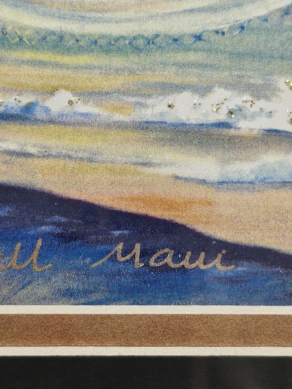 Framed Watercolor Island Art Print Maui Art. Signed by Rebecca