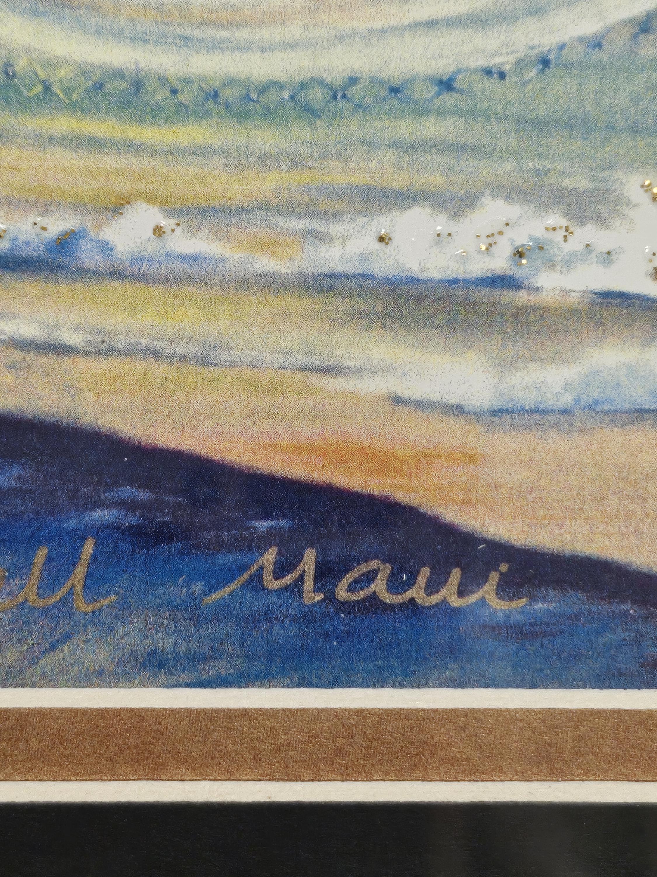 Framed Watercolor Island Art Print Maui Art. Signed by Rebecca