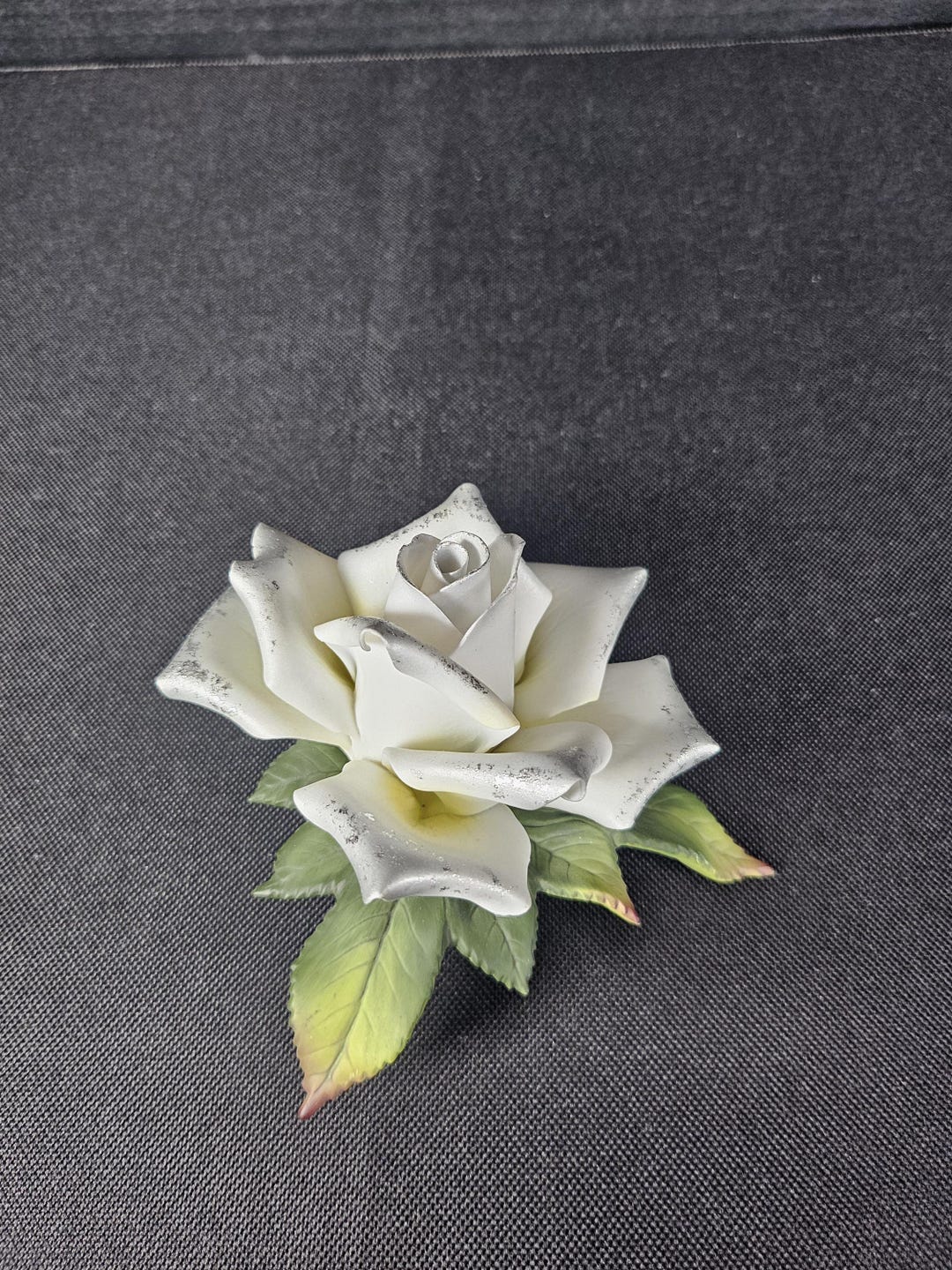 25th Anniversary Porcelain White With Silver Tipped Rose by Roman Inc ...