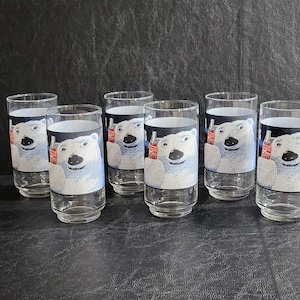 Set of 6 1980&#39;s 16 oz Always Cool Coca-Cola, Polar Bear Glass