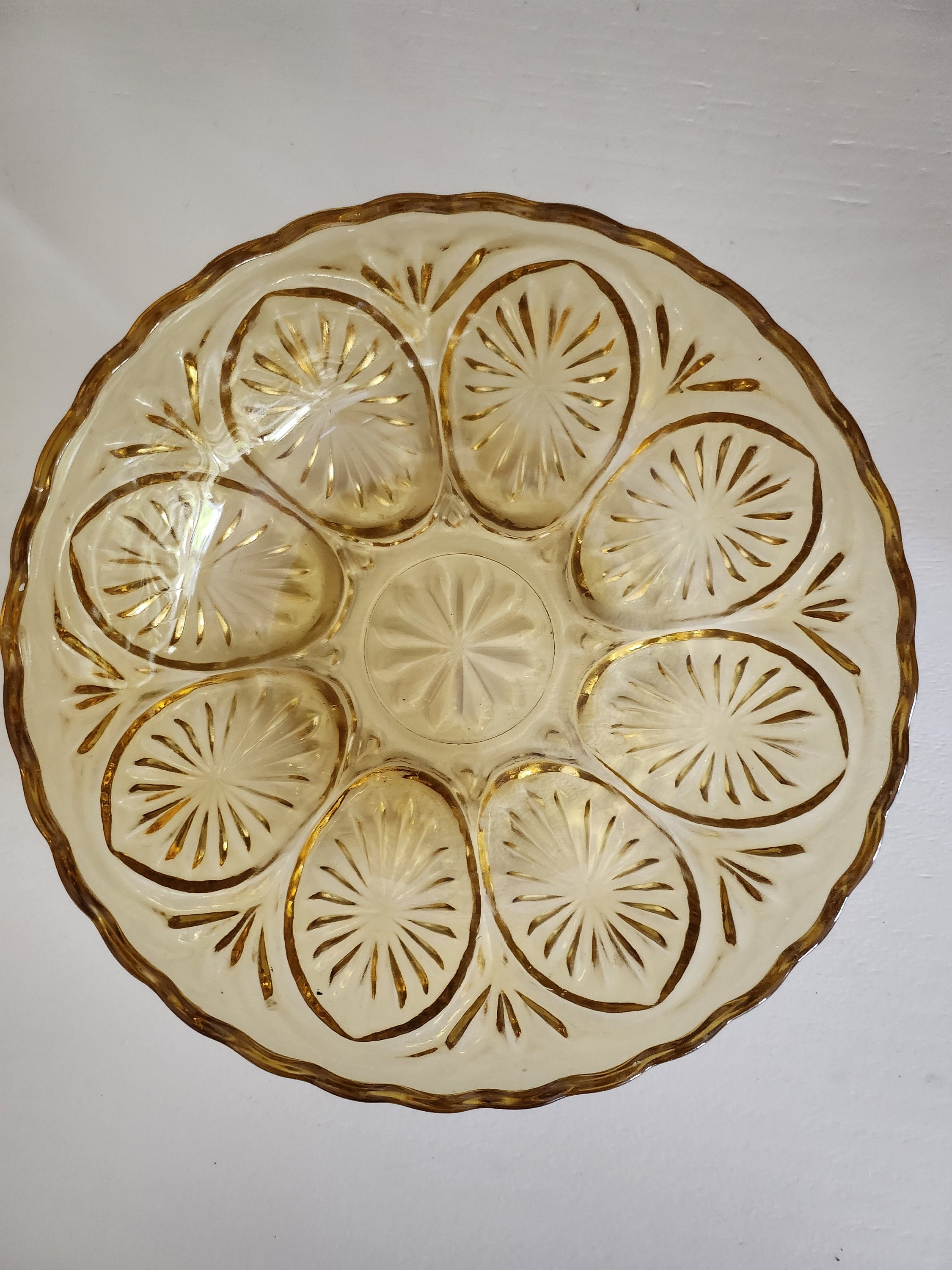 Vintage Anchor Hocking Yellow Glass Star and Cameo Bowl Etsy