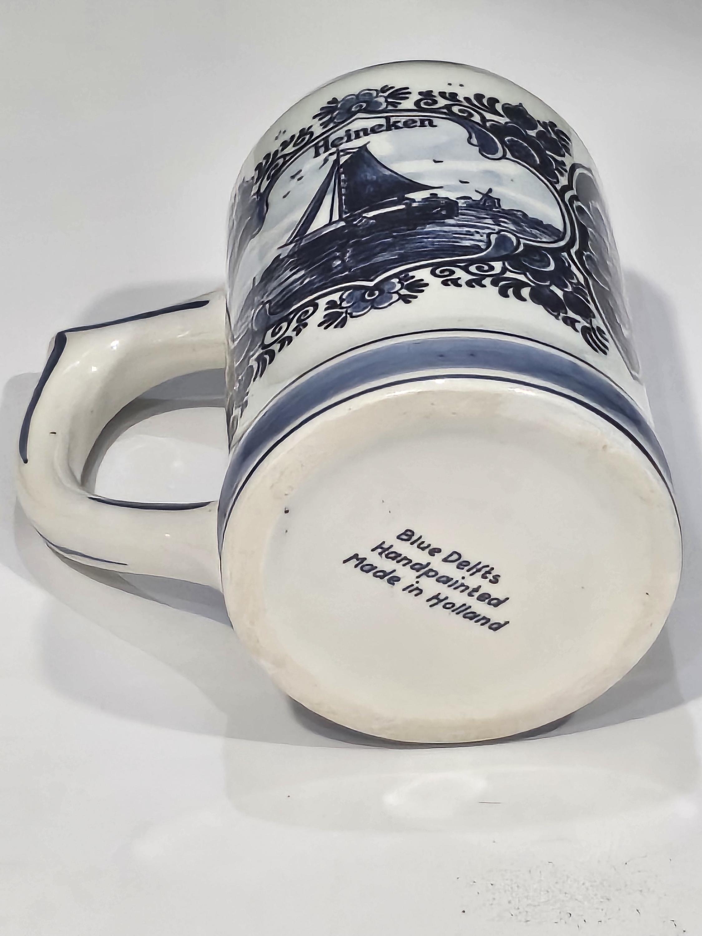 Genuine Heineken Delft Blue Holland Hand Painted Porcelain Beer Stein ...