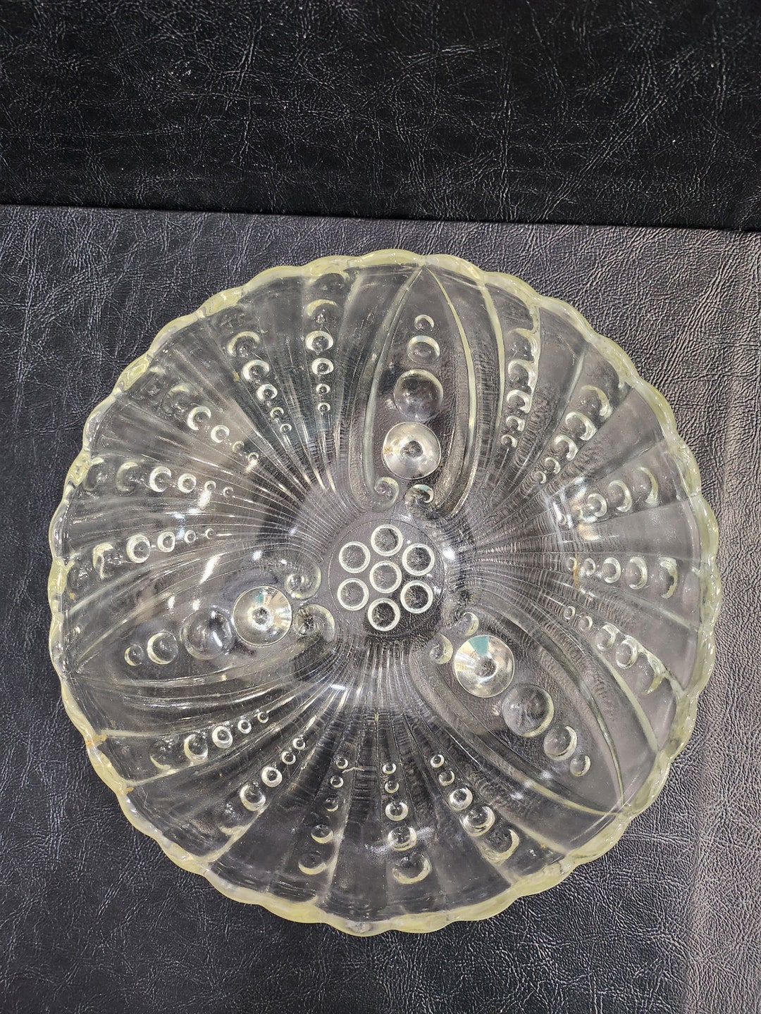 Vintage Anchor Hocking Oyster and Pearl Bowl Clear Glass, 3 Footed 8.5