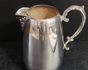 Vintage William Rogers Silver Plated Water Pitcher: Ornate Ice Guard