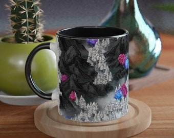 Colorful Snow Mountain Ceramic Mug, Coffee Mug, Dishwasher Safe