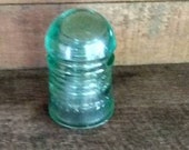 Small Brookfield New York Green Glass Railroad Telegraph Insulator