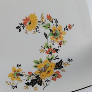 1933 Homer Laughlin Yellowstone Octagonal Serving Platter Black Border Yellow Wildflower Art Deco 13.5"