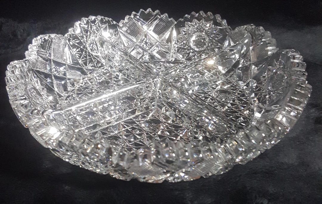 Antique ABP Cut Crystal Relish Dish: Hunt Glass Royal Pattern, Corning ...