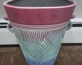 Large Carved Porcelain Floor Vase with Flower Frog - Stephen Fabrico