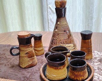 Vintage 60s Laurentian Fat Lava Coffee Set: Decanter, Cream & Sugar