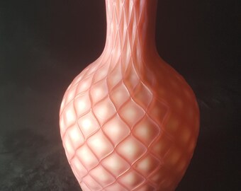 Phoenix Glass Vase: Antique Soft Rose Cut Velvet Satin Art Glass, 8.5"